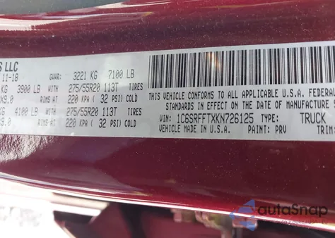 2019 Ram 1500 Big Horn/Lone Star 4X4 5'7 Box from USA, damaged, VIN 1C6SRFFTXKN726125